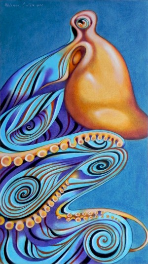 Psychedelic blue octopus